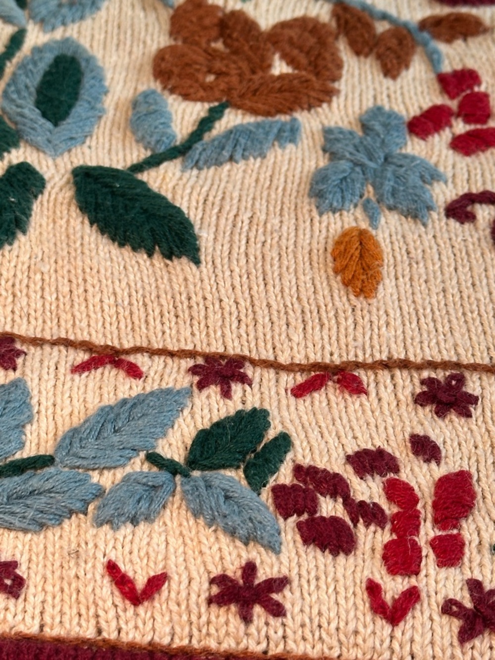 Vintage 90s The Eagle’s Eye Hand Knit Floral Embroidered Sweater Vest - Picture 6 of 10